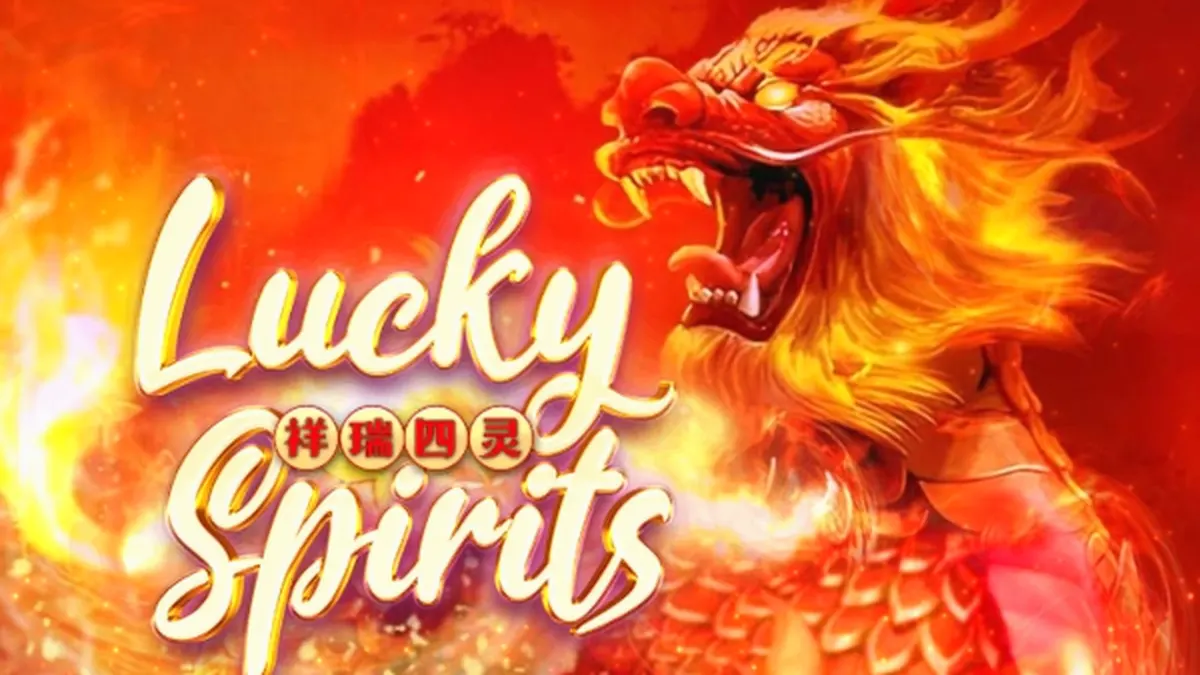 Tampilan visual mesin slot Lucky Spirits dengan nuansa retro arcade.
